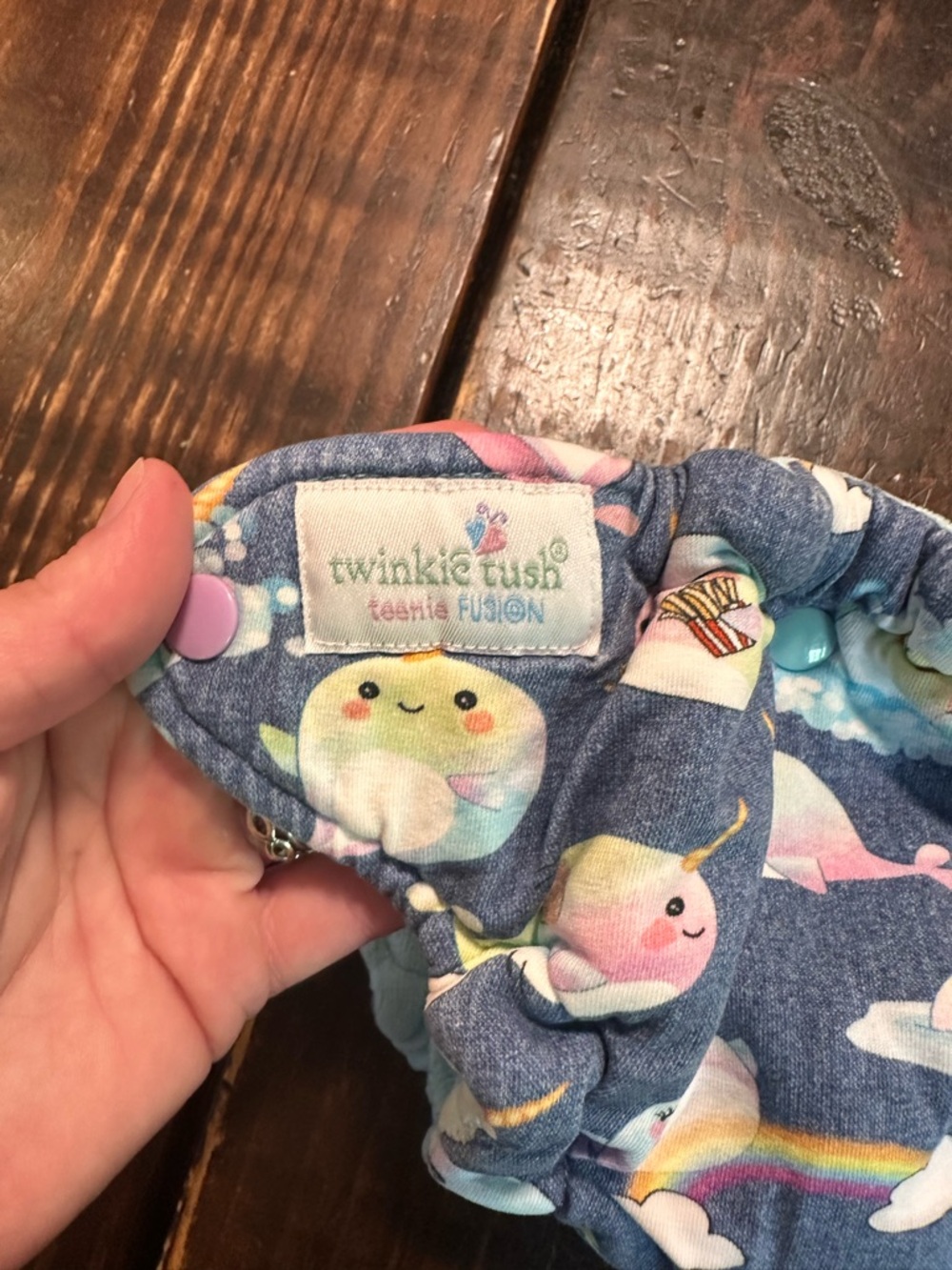 Blue Narwhal-Print Cloth Diaper Cover